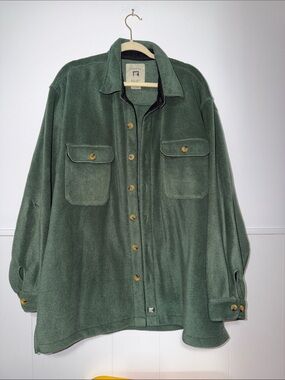 Juneau green fleece shirt Jacket casual button down Mens size XXL